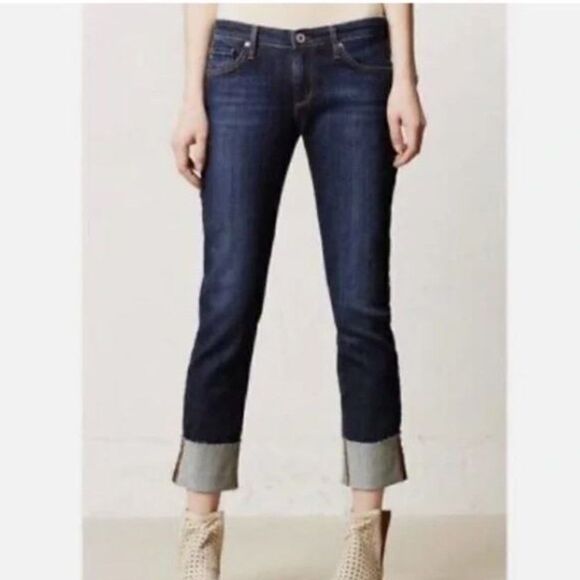 AG ADRIANO GOLDSCHMIED The Stevie Cuff Slim Straight Cuffed Jeans Size 29 - Picture 1 of 8